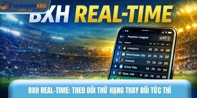 Bảng Xếp Hạng Bóng Đá Trực Tiếp - Cập Nhật Từng Giây 2 BXH real-time: theo dõi thứ hạng thay đổi tức thì