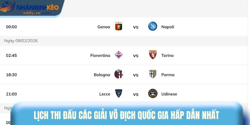 Lịch Thi Đấu Trực Tiếp Các Trận Đấu Bóng Đá Hot Nhất 2 Lịch thi đấu các giải vô địch quốc gia hấp dẫn nhất